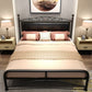 Modern Iron Arched Bed Upholstered Headboard Bed with Metal Legs
