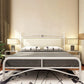 Modern Iron Arched Bed Upholstered Headboard Bed with Metal Legs