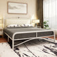 Modern Iron Arched Bed Upholstered Headboard Bed with Metal Legs