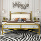 Modern Iron Arched Bed Upholstered Headboard Bed with Metal Legs