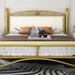 Modern Iron Arched Bed Upholstered Headboard Bed with Metal Legs