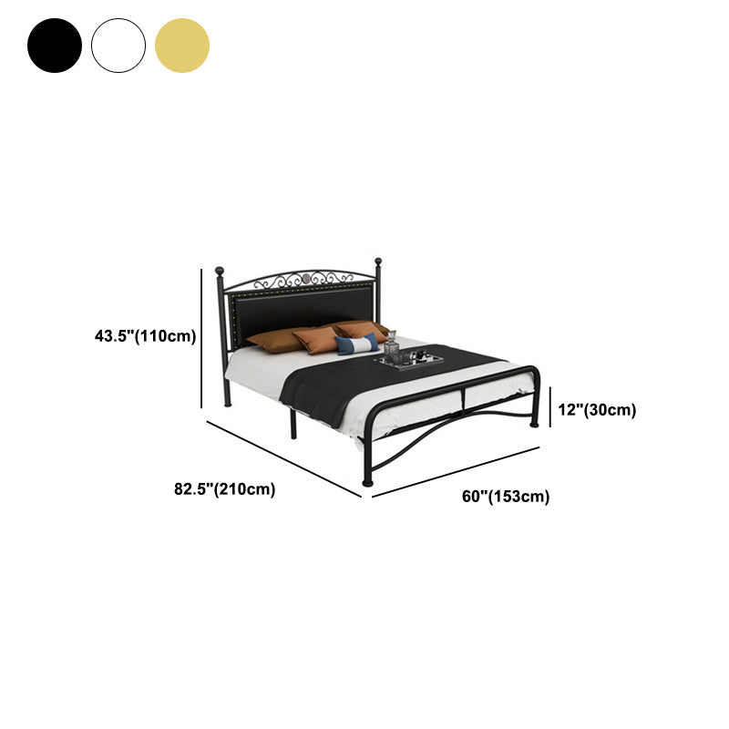 Modern Iron Arched Bed Upholstered Headboard Bed with Metal Legs