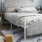 Modern Rectangular Bed Upholstered Headboard Bed with Metal Legs