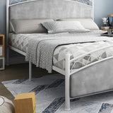 Modern Rectangular Bed Upholstered Headboard Bed with Metal Legs