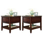 Contemporary Solid Wood End Table Rectangular Side Table with Storage and Shelf