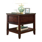 Contemporary Solid Wood End Table Rectangular Side Table with Storage and Shelf