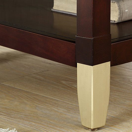 Contemporary Solid Wood End Table Rectangular Side Table with Storage and Shelf