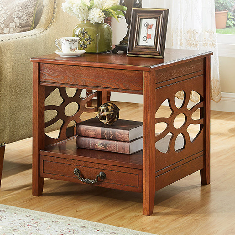Modern Square Double Tier End Table Solid Wood 4 Legs End Table Clearhalo 'Coffee & Accent Tables' 'End & Side Tables' 'end_side_tables' 'furn' 'furn_end_side_tables' 'Furniture' 'Living Room Furniture' 6119999