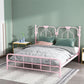 84.65 inch Wide Contemporary Bed Frame Metal Solid Color Bed with Headboard