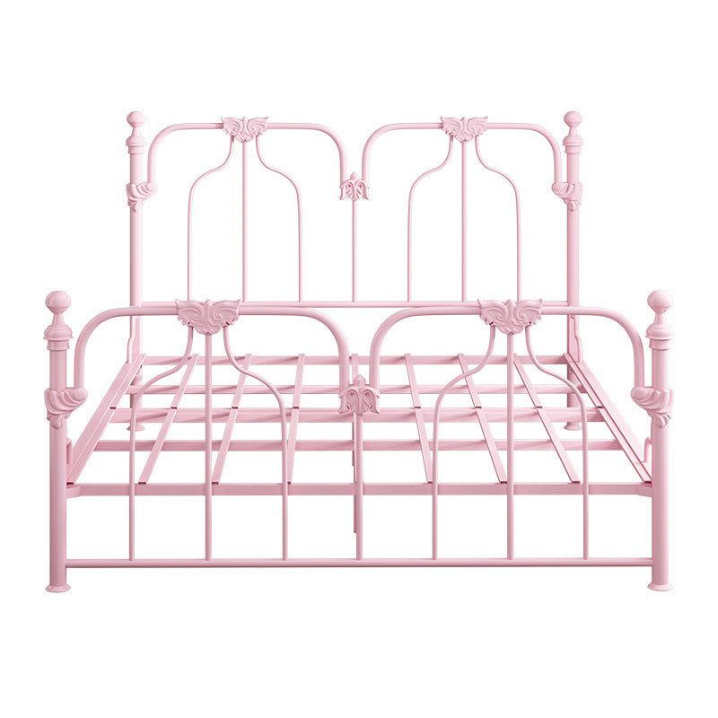 84.65 inch Wide Contemporary Bed Frame Metal Solid Color Bed with Headboard