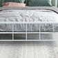 84.65 inch Wide Contemporary Bed Frame Metal Solid Color Bed with Headboard