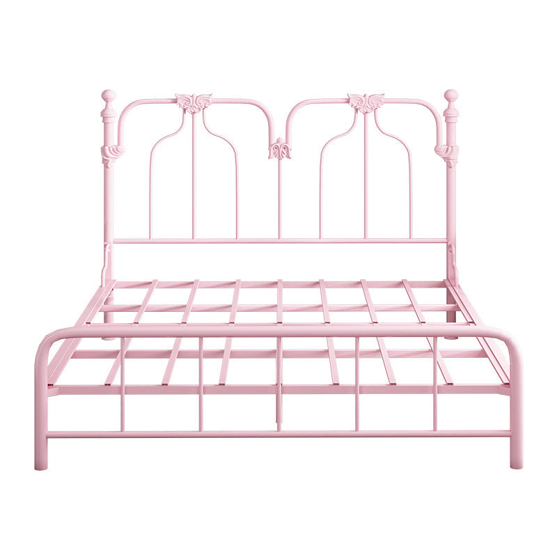84.65 inch Wide Contemporary Bed Frame Metal Solid Color Bed with Headboard