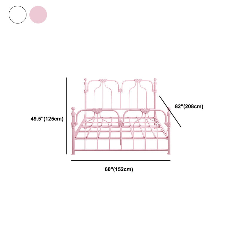 84.65 inch Wide Contemporary Bed Frame Metal Solid Color Bed with Headboard