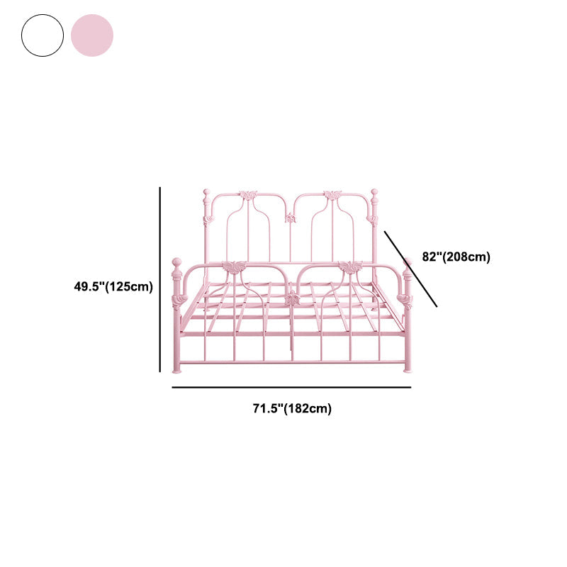 84.65 inch Wide Contemporary Bed Frame Metal Solid Color Bed with Headboard