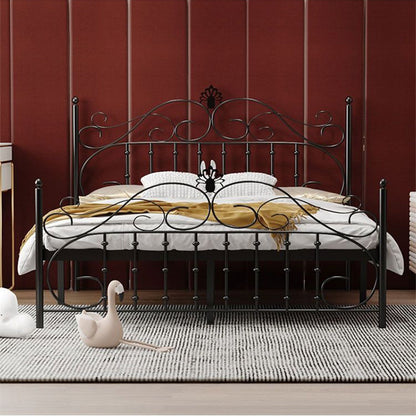 Single Metal Arched Headboard Bed Open-Frame Bed with Metal Legs