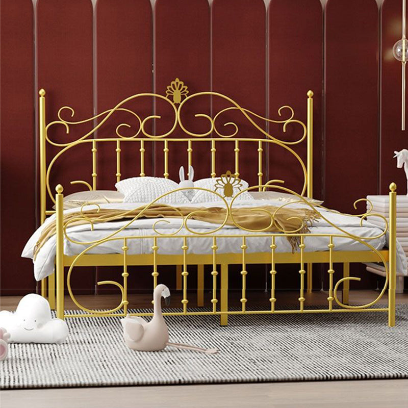 Single Metal Arched Headboard Bed Open-Frame Bed with Metal Legs