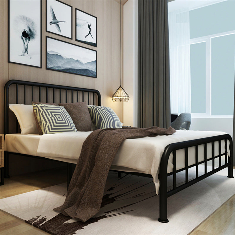Modern Metal Headboard Bed Rectangular Open-Frame Bed with Metal Legs Full XL Black Clearhalo 'Bedroom Furniture' 'Beds' 'furn' 'furn_beds' 'Furniture' 6120090
