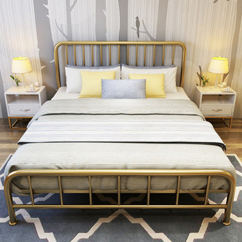 Modern Metal Headboard Bed Rectangular Open-Frame Bed with Metal Legs Gold Clearhalo 'Bedroom Furniture' 'Beds' 'furn' 'furn_beds' 'Furniture' 6120093