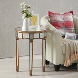 Round Glass Top Side End Table Modernistic Solid Wood 4 Legs End Table Clearhalo 'Coffee & Accent Tables' 'End & Side Tables' 'end_side_tables' 'furn' 'furn_end_side_tables' 'Furniture' 'Living Room Furniture' 6120114