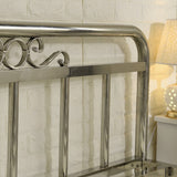 Silver Modern Steel Bed Rectangular Minimalist Bed with Metal Legs