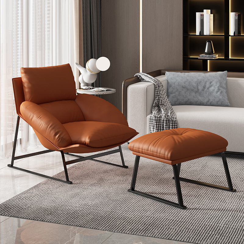 Genuine Leather Accent Chair Arms Included Accent Room Chair with Ottoman, 39.37" Wide Clearhalo 'Accent Chairs' 'accent_chairs' 'Chairs & Seating' 'furn' 'furn_accent_chairs' 'Furniture' 'Living Room Furniture' 6120185