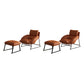 Genuine Leather Accent Chair Arms Included Accent Room Chair with Ottoman, 39.37" Wide Orange 2 Piece Set Clearhalo 'Accent Chairs' 'accent_chairs' 'Chairs & Seating' 'furn' 'furn_accent_chairs' 'Furniture' 'Living Room Furniture' 6120186