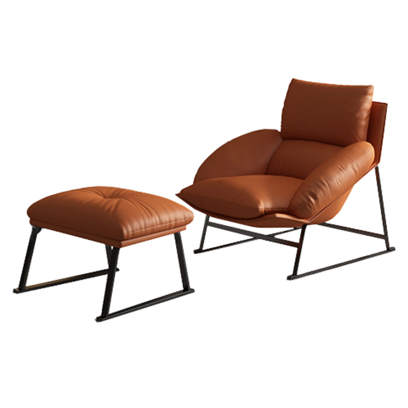 Genuine Leather Accent Chair Arms Included Accent Room Chair with Ottoman, 39.37" Wide Clearhalo 'Accent Chairs' 'accent_chairs' 'Chairs & Seating' 'furn' 'furn_accent_chairs' 'Furniture' 'Living Room Furniture' 6120191