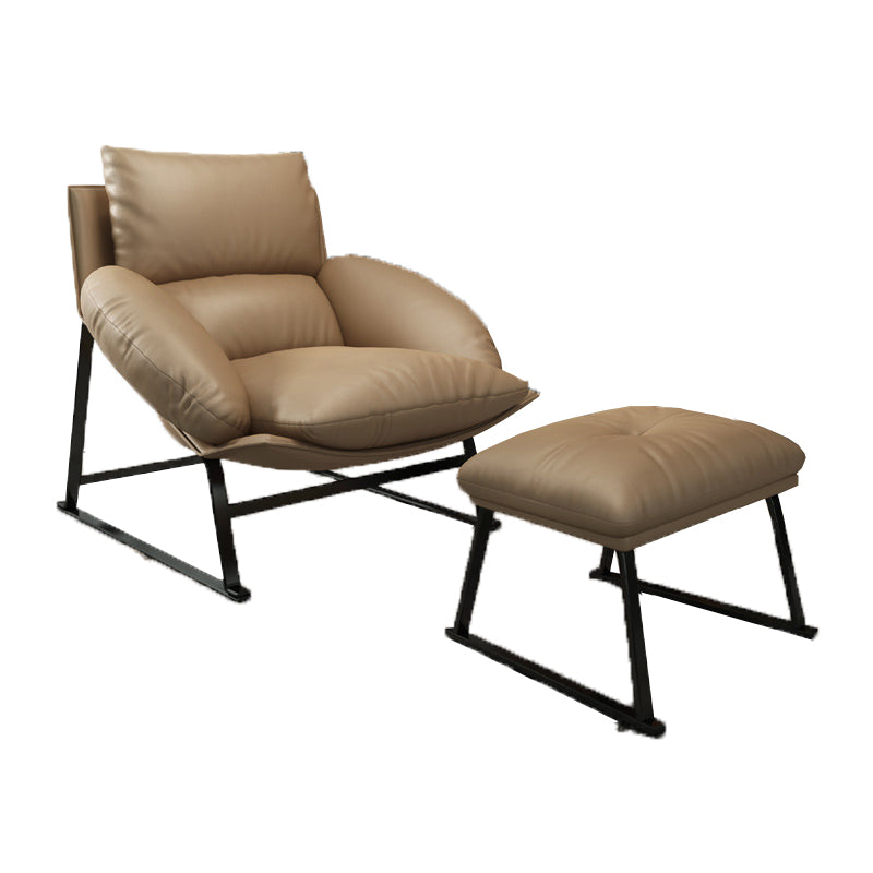 Genuine Leather Accent Chair Arms Included Accent Room Chair with Ottoman, 39.37" Wide Clearhalo 'Accent Chairs' 'accent_chairs' 'Chairs & Seating' 'furn' 'furn_accent_chairs' 'Furniture' 'Living Room Furniture' 6120192