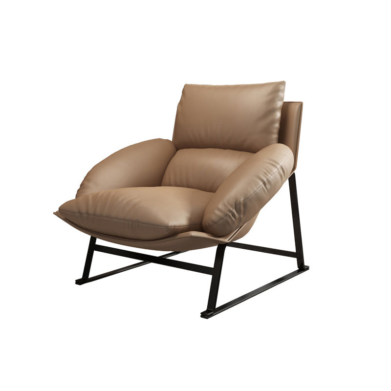 Genuine Leather Accent Chair Arms Included Accent Room Chair with Ottoman, 39.37" Wide Clearhalo 'Accent Chairs' 'accent_chairs' 'Chairs & Seating' 'furn' 'furn_accent_chairs' 'Furniture' 'Living Room Furniture' 6120193