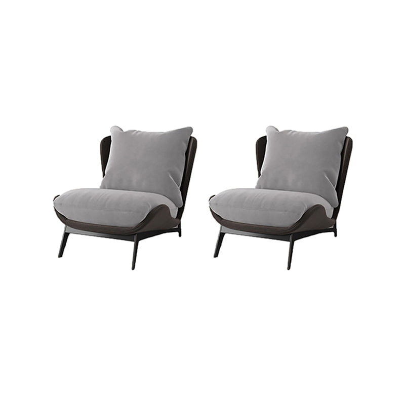 Velvet Armless Chair Pillow Back Chair for Living Room, 30.70" Wide Gray-Brown 2 Piece Set Clearhalo 'Accent Chairs' 'accent_chairs' 'Chairs & Seating' 'furn' 'furn_accent_chairs' 'Furniture' 'Living Room Furniture' 6120241