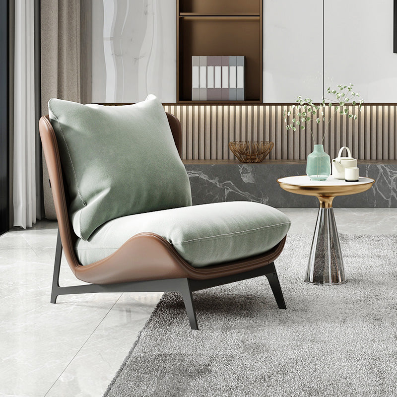 Velvet Armless Chair Pillow Back Chair for Living Room, 30.70" Wide Brown Green 1 Piece Clearhalo 'Accent Chairs' 'accent_chairs' 'Chairs & Seating' 'furn' 'furn_accent_chairs' 'Furniture' 'Living Room Furniture' 6120243