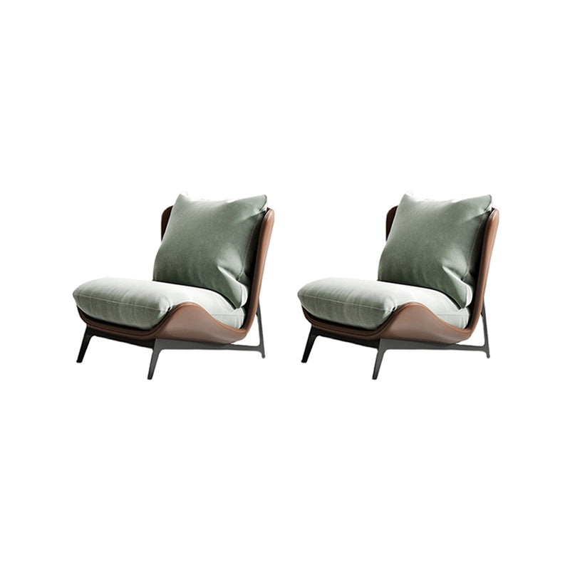 Velvet Armless Chair Pillow Back Chair for Living Room, 30.70" Wide Brown Green 2 Piece Set Clearhalo 'Accent Chairs' 'accent_chairs' 'Chairs & Seating' 'furn' 'furn_accent_chairs' 'Furniture' 'Living Room Furniture' 6120244