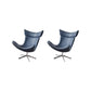 Swivel Armless Chair Faux Leather Chair with 4-Star Leg, 30.70" Wide Blue 2 Piece Set Clearhalo 'Accent Chairs' 'accent_chairs' 'Chairs & Seating' 'furn' 'furn_accent_chairs' 'Furniture' 'Living Room Furniture' 6120260
