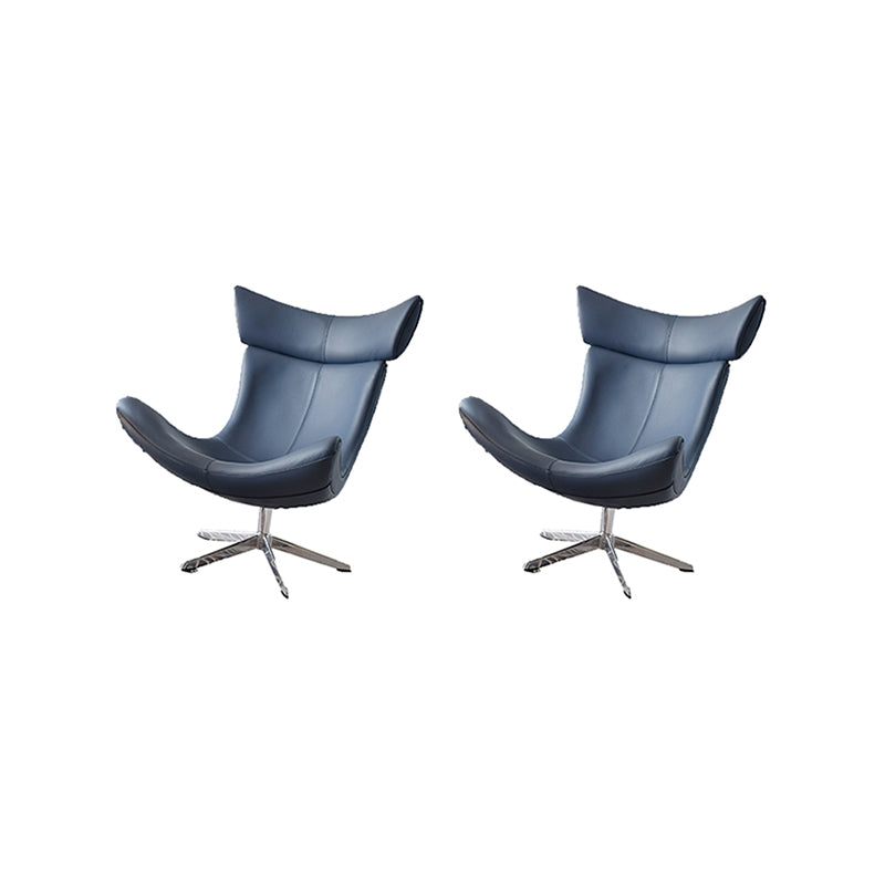Swivel Armless Chair Faux Leather Chair with 4-Star Leg, 30.70" Wide Blue 2 Piece Set Clearhalo 'Accent Chairs' 'accent_chairs' 'Chairs & Seating' 'furn' 'furn_accent_chairs' 'Furniture' 'Living Room Furniture' 6120260