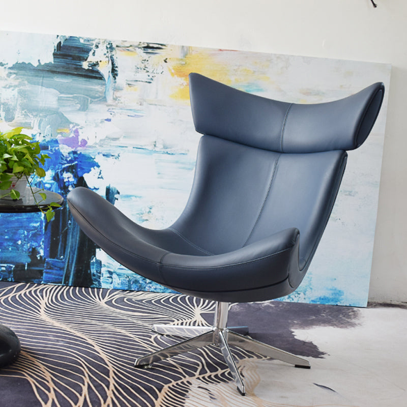 Swivel Armless Chair Faux Leather Chair with 4-Star Leg, 30.70" Wide Blue 1 Piece Clearhalo 'Accent Chairs' 'accent_chairs' 'Chairs & Seating' 'furn' 'furn_accent_chairs' 'Furniture' 'Living Room Furniture' 6120262