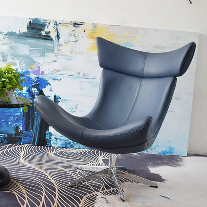 Swivel Armless Chair Faux Leather Chair with 4-Star Leg, 30.70" Wide Blue 1 Piece Clearhalo 'Accent Chairs' 'accent_chairs' 'Chairs & Seating' 'furn' 'furn_accent_chairs' 'Furniture' 'Living Room Furniture' 6120262