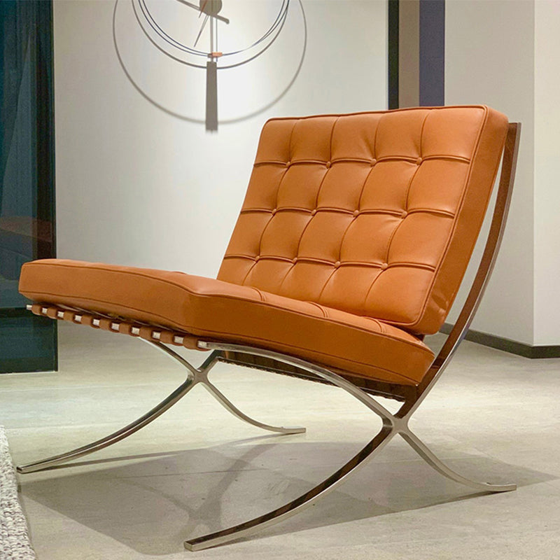 31.49" Wide Armless Chair Faux Leather Chair with Tufted Back Orange 1 Piece Clearhalo 'Accent Chairs' 'accent_chairs' 'Chairs & Seating' 'furn' 'furn_accent_chairs' 'Furniture' 'Living Room Furniture' 6120270