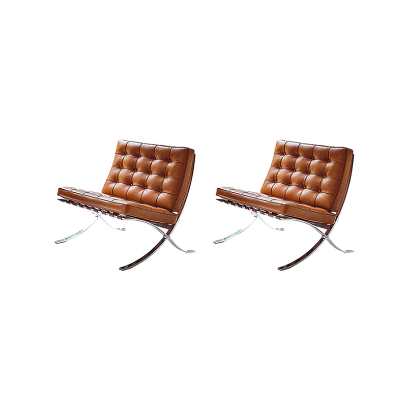 31.49" Wide Armless Chair Faux Leather Chair with Tufted Back Brown 2 Piece Set Clearhalo 'Accent Chairs' 'accent_chairs' 'Chairs & Seating' 'furn' 'furn_accent_chairs' 'Furniture' 'Living Room Furniture' 6120276
