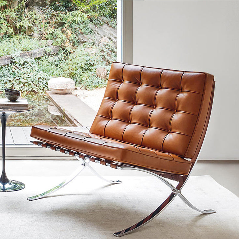 31.49" Wide Armless Chair Faux Leather Chair with Tufted Back Brown 1 Piece Clearhalo 'Accent Chairs' 'accent_chairs' 'Chairs & Seating' 'furn' 'furn_accent_chairs' 'Furniture' 'Living Room Furniture' 6120280