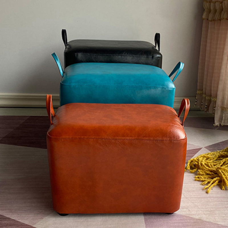 Modern PU Leather Poof Plain Rectangle Water Resistant Ottoman Chair Clearhalo 'furn' 'furn_ottomans_poufs' 'Furniture' 'Living Room Furniture' 'Ottomans & Poufs' 'ottomans_poufs' 6120317