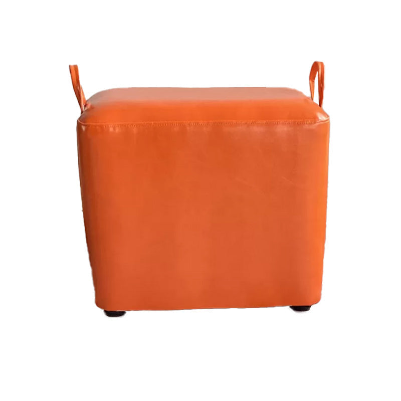 Modern PU Leather Poof Plain Rectangle Water Resistant Ottoman Chair 16"L x 12"W x 14"H Orange 1 Piece Clearhalo 'furn' 'furn_ottomans_poufs' 'Furniture' 'Living Room Furniture' 'Ottomans & Poufs' 'ottomans_poufs' 6120353