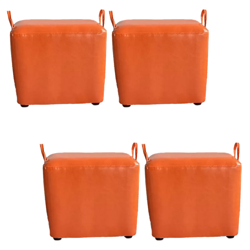 Modern PU Leather Poof Plain Rectangle Water Resistant Ottoman Chair 16"L x 12"W x 14"H Orange 4 Piece Set Clearhalo 'furn' 'furn_ottomans_poufs' 'Furniture' 'Living Room Furniture' 'Ottomans & Poufs' 'ottomans_poufs' 6120355