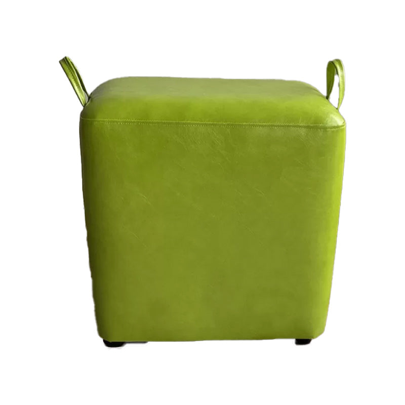 Modern PU Leather Poof Plain Rectangle Water Resistant Ottoman Chair 16"L x 12"W x 16"H Green 1 Piece Clearhalo 'furn' 'furn_ottomans_poufs' 'Furniture' 'Living Room Furniture' 'Ottomans & Poufs' 'ottomans_poufs' 6120368