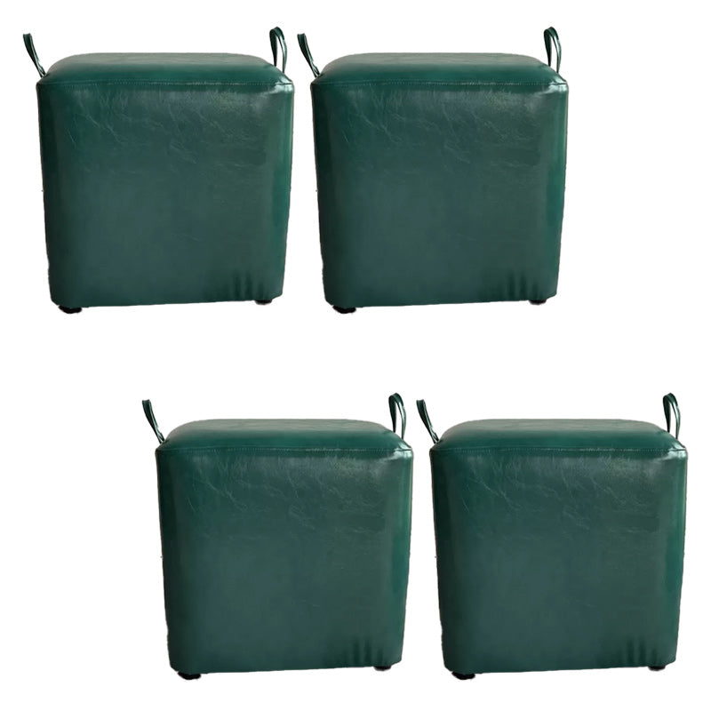 Modern PU Leather Poof Plain Rectangle Water Resistant Ottoman Chair 16"L x 12"W x 16"H Navy 4 Piece Set Clearhalo 'furn' 'furn_ottomans_poufs' 'Furniture' 'Living Room Furniture' 'Ottomans & Poufs' 'ottomans_poufs' 6120376