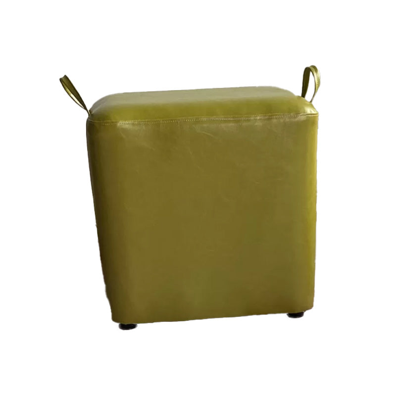 Modern PU Leather Poof Plain Rectangle Water Resistant Ottoman Chair 16"L x 12"W x 16"H Olive Green 1 Piece Clearhalo 'furn' 'furn_ottomans_poufs' 'Furniture' 'Living Room Furniture' 'Ottomans & Poufs' 'ottomans_poufs' 6120377