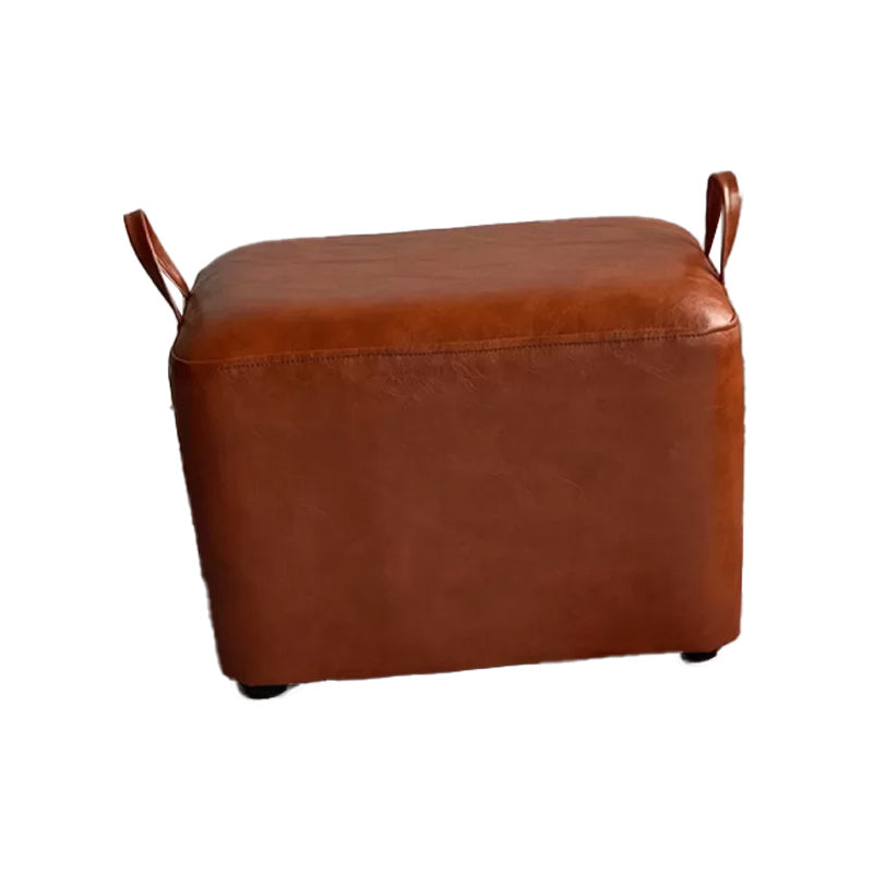 Modern PU Leather Poof Plain Rectangle Water Resistant Ottoman Chair 16"L x 12"W x 11"H Brown 1 Piece Clearhalo 'furn' 'furn_ottomans_poufs' 'Furniture' 'Living Room Furniture' 'Ottomans & Poufs' 'ottomans_poufs' 6120395