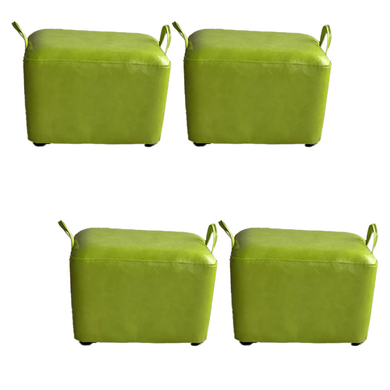 Modern PU Leather Poof Plain Rectangle Water Resistant Ottoman Chair 16"L x 12"W x 11"H Green 4 Piece Set Clearhalo 'furn' 'furn_ottomans_poufs' 'Furniture' 'Living Room Furniture' 'Ottomans & Poufs' 'ottomans_poufs' 6120400
