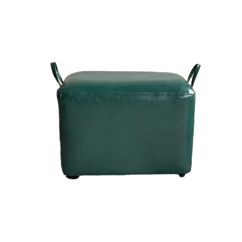 Modern PU Leather Poof Plain Rectangle Water Resistant Ottoman Chair 16"L x 12"W x 11"H Navy 1 Piece Clearhalo 'furn' 'furn_ottomans_poufs' 'Furniture' 'Living Room Furniture' 'Ottomans & Poufs' 'ottomans_poufs' 6120404