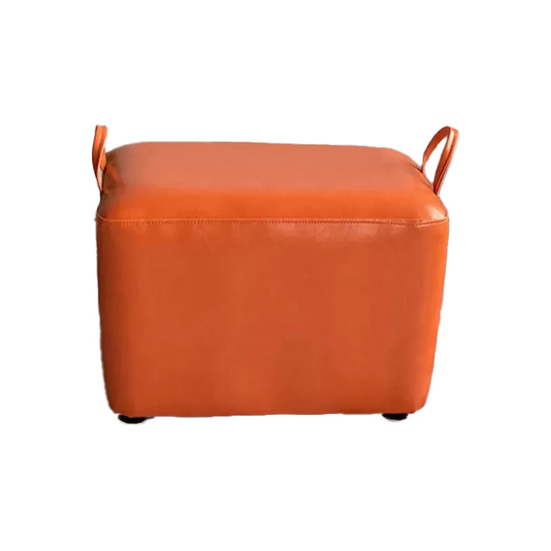 Modern PU Leather Poof Plain Rectangle Water Resistant Ottoman Chair 16"L x 12"W x 11"H Orange 1 Piece Clearhalo 'furn' 'furn_ottomans_poufs' 'Furniture' 'Living Room Furniture' 'Ottomans & Poufs' 'ottomans_poufs' 6120413