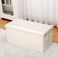 Modern Square Ottoman Foldable Water Resistant Tufted Faux Leather Ottoman with Storage 30"L x 15"W x 15"H Off-White 1 Piece Clearhalo 'furn' 'furn_ottomans_poufs' 'Furniture' 'Living Room Furniture' 'Ottomans & Poufs' 'ottomans_poufs' 6120445